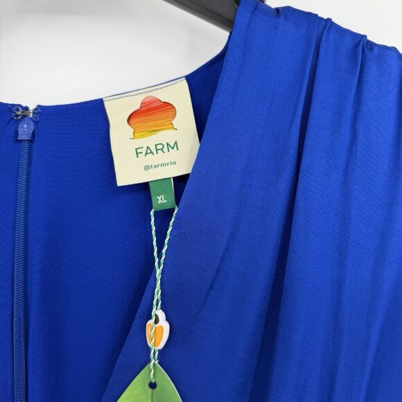 FARM Rio Blue Fringe Long Sleeve Maxi Dress Size XL Cocktail Party Semi Formal - Picture 5 of 16